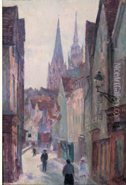 Vue Animee D'une Rue, Rouen Oil Painting - Louis Hayet