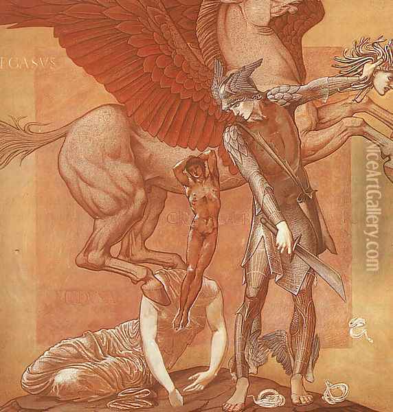 The Birth of Pegasus & Chrysaor from the Blood of Medusa 1876-85 Oil Painting - Sir Edward Coley Burne-Jones