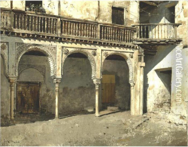Granada Courtyard Oil Painting - Edwin Lord Weeks