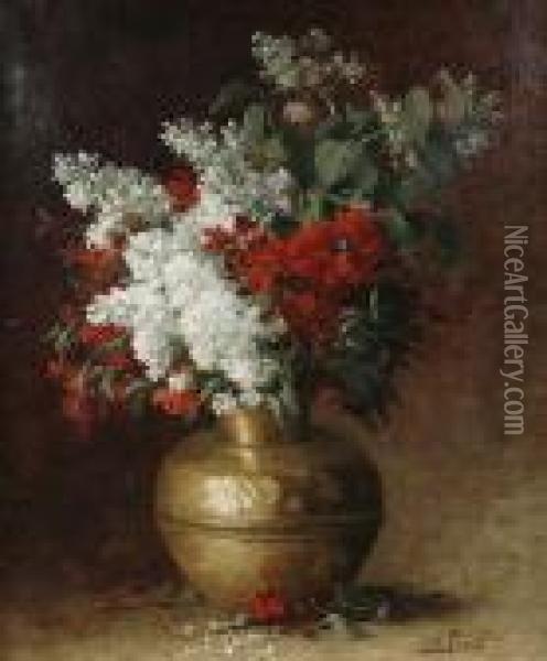 A Still Life Of Flowers Oil Painting - Aime Perret