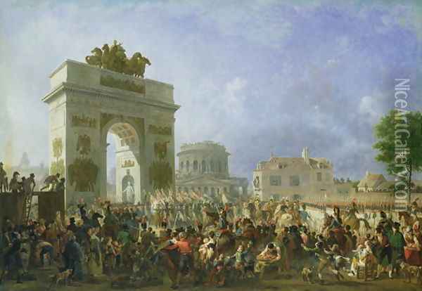 Entry of the Imperial Guard into Paris at the Barriere de Pantin, 25th November 1807, 1810 Oil Painting - Nicolas Antoine Taunay