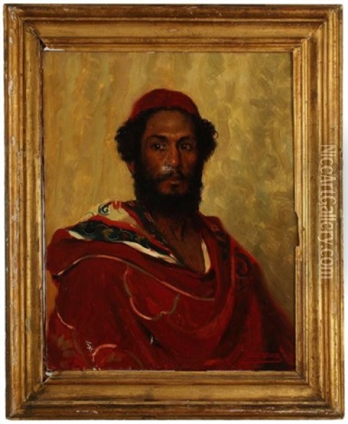 Portrait D'homme Oriental Oil Painting - Leon Herbo