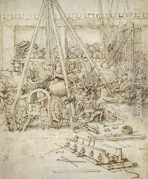 Artillery Oil Painting - Leonardo Da Vinci