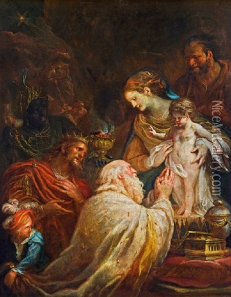 Anbetung Der Heiligen Drei Konige Oil Painting - Martin Johann (Kremser Schmidt) Schmidt
