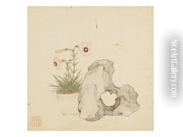 Flower With Stones Oil Painting -  Ju Lian