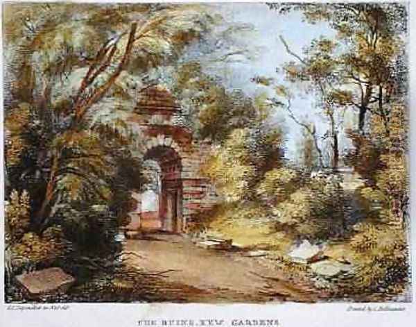 The Ruins, Kew Gardens, plate 15 from Kew Gardens A Series of Twenty-Four Drawings on Stone, engraved by Charles Hullmandel 1789-1850 published 1820 Oil Painting - Papendiek, George Ernest