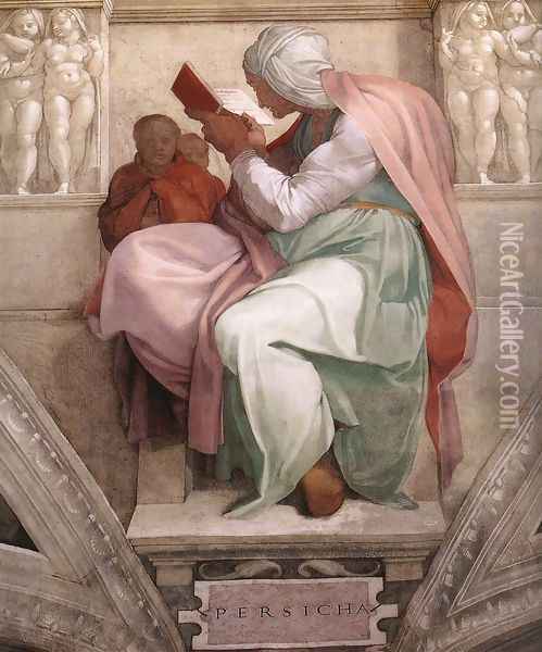 The Persian Sibyl 1511 Oil Painting - Michelangelo Buonarroti