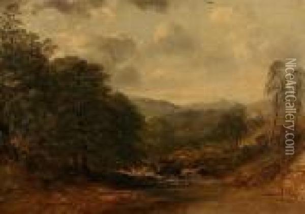 Mountainous River Landscape Oil Painting - Thomas Creswick