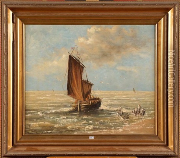 Chalutier En Mer Oil Painting - Gerhard Arij Ludwig Morgenstjerne Munthe