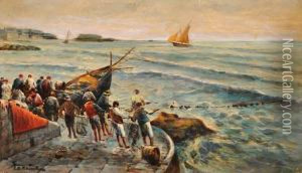 La Pesca Oil Painting - Edoardo Raimondi