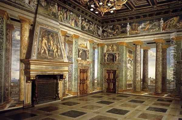 Perspective view of the Sala delle Prospettive Oil Painting - Baldassare Peruzzi