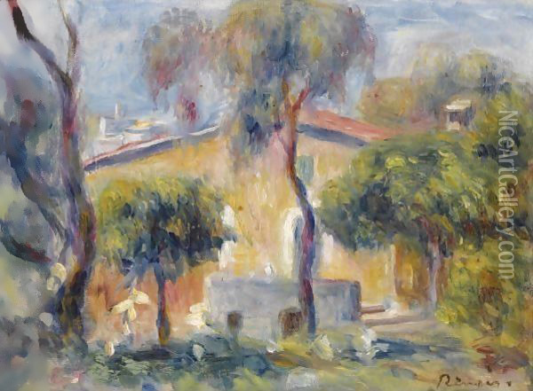 Maisons A Cagnes Oil Painting - Pierre Auguste Renoir