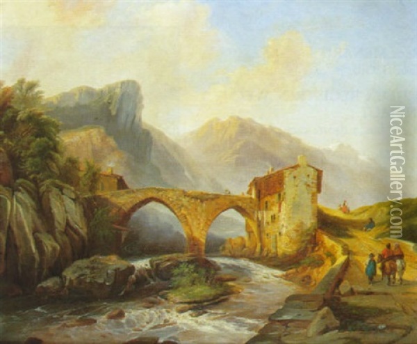 Site Montagneux Dans Le Nord De L'italie Oil Painting - Jean Charles Joseph Remond