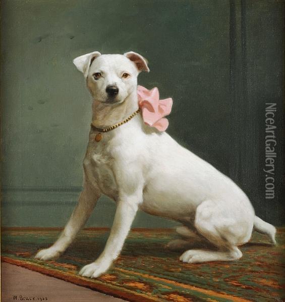 English White Terrier Oil Painting - William Bruce