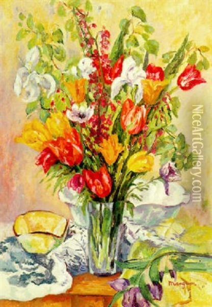 Iris Et Tulipes Oil Painting - Henri Charles Manguin
