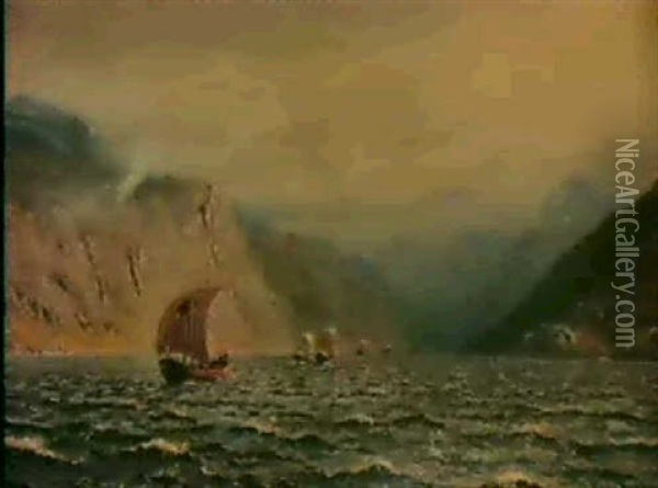 Wikingerhelimfahrt Im Sognefjord Oil Painting - Hans Dahl