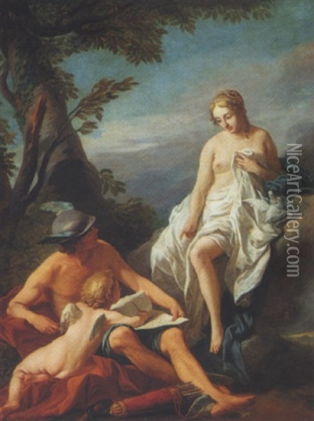 Mercury Teaching Cupid To Write In The Presence Of Venus Oil Painting - Louis Jean Francois Lagrenee