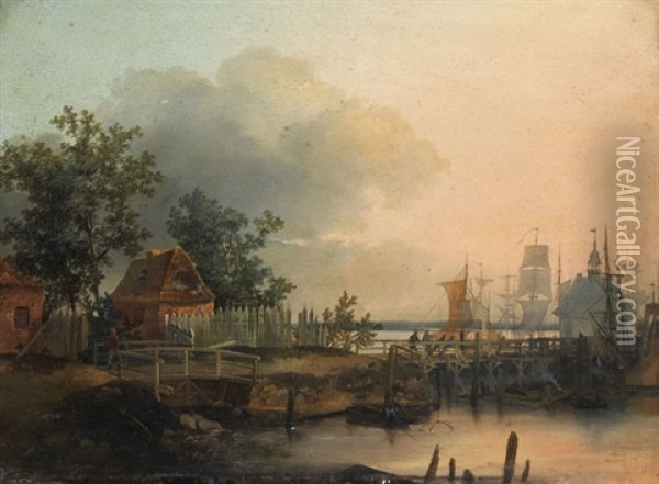 Kustenszene Oil Painting - Johann Ferdinand Julius Hintze