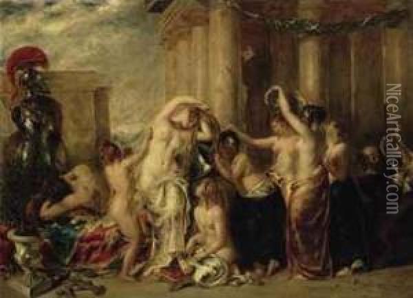 Venus And Her Satellites (venus At Her Toilet) Oil Painting - William Etty