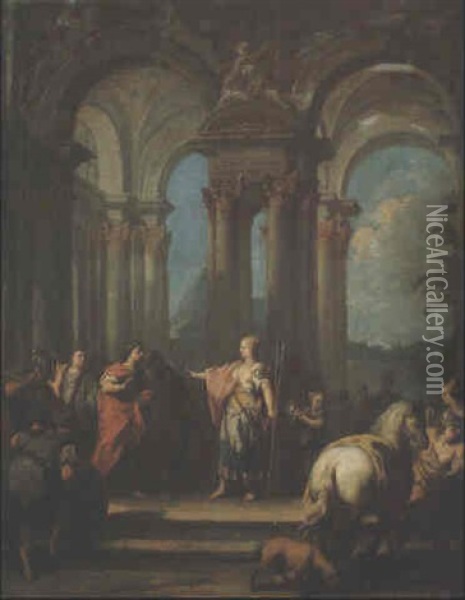 La Rencontre D'antoine Et De Cleopatre Oil Painting - Jacopo Amigoni
