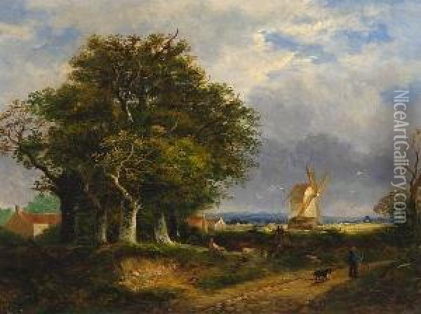Landscape, Possibly Mousehold Heath Oil Painting - William Henry Crome