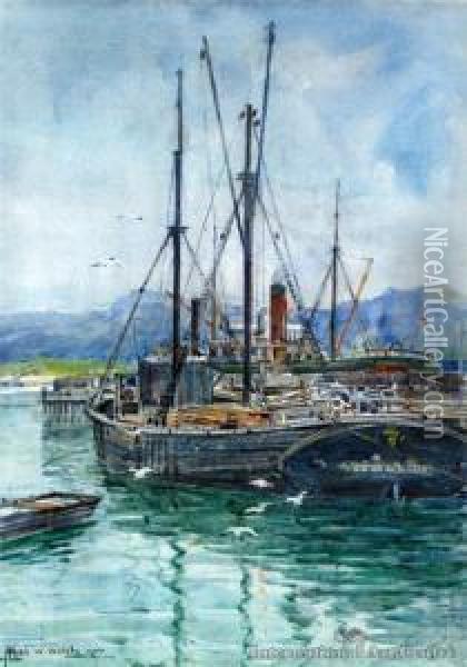 Westport Wharf Oil Painting - Arthur Wilson Walsh