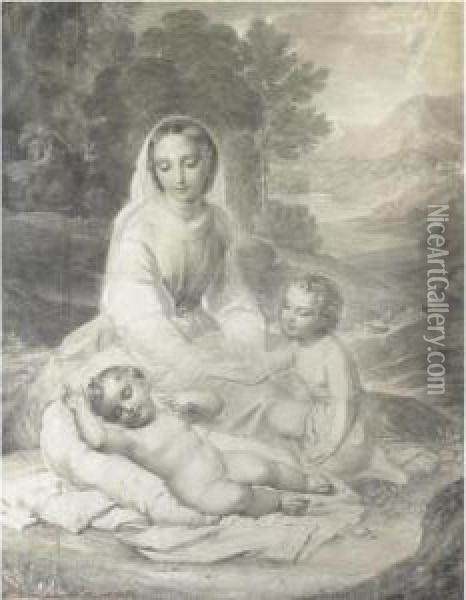 Madonna Con Bambino E San Giovannino Oil Painting - Natale Schiavoni