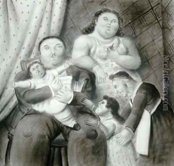 A Family Oil Painting - Fernando Botero