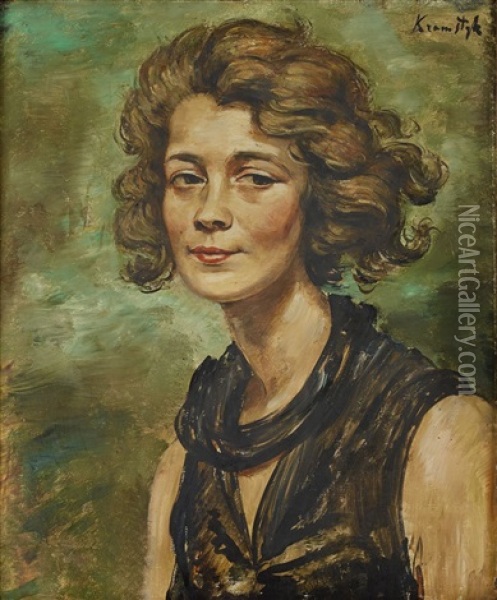 Kvinnoportratt Oil Painting - Roman Kramsztyk