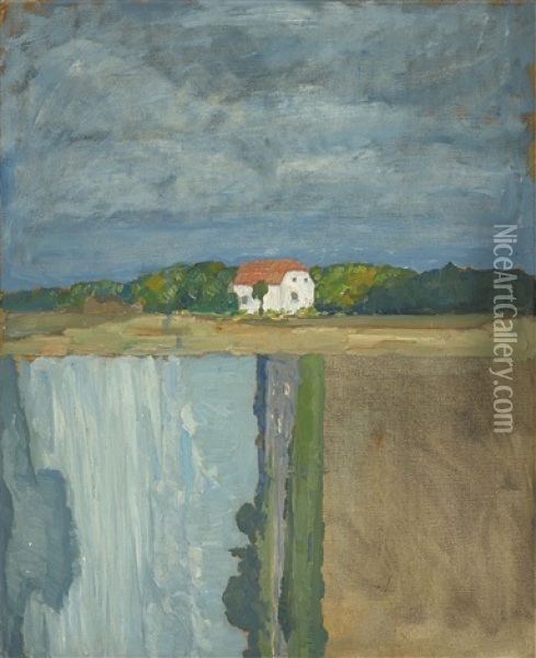 Zwei Landschaftsstudien (2 Works) Oil Painting - August Deusser