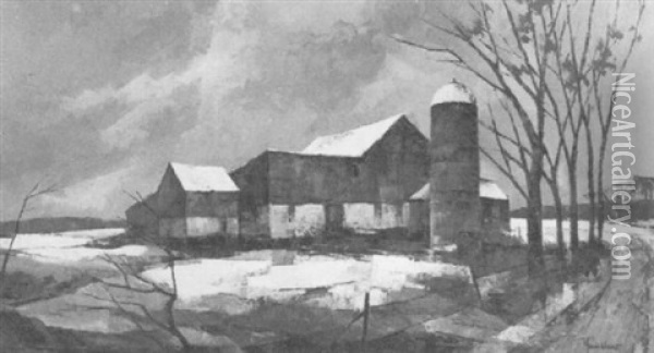 New England Farm Scene Oil Painting - John Knowles Hare