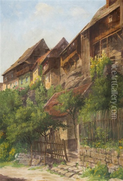 In The Village Oil Painting - Augusta Wilhelmine Reichelt