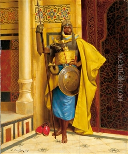 Der Nubische Palastwachter Oil Painting - Ludwig Deutsch