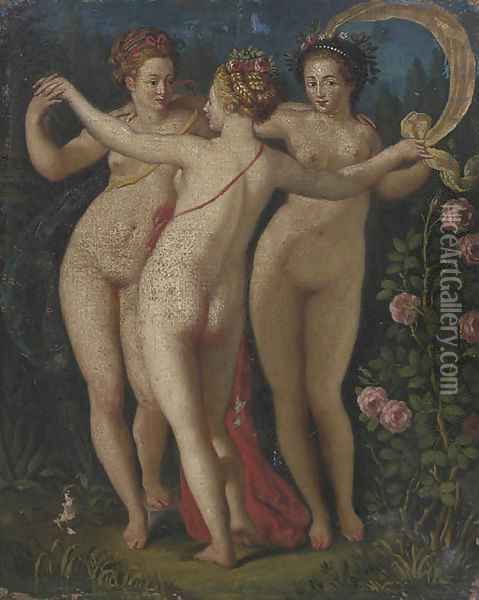 The Three Graces Oil Painting - French School