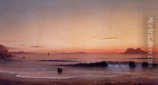 Twilight Singing Beach Oil Painting - Martin Johnson Heade
