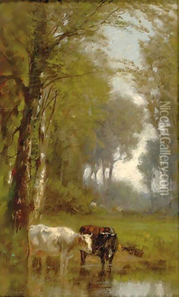 The Watering Hole Oil Painting - James McDougal Hart