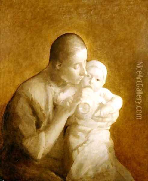 Mother and Child 2 Oil Painting - Eugene Carriere