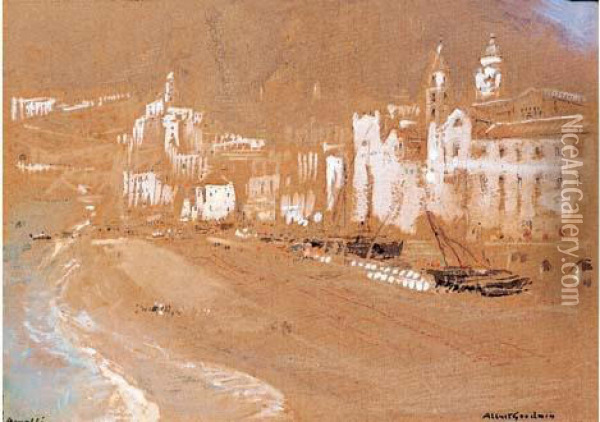 < Le Port Italien D'amalfi >. Oil Painting - Albert Goodwin