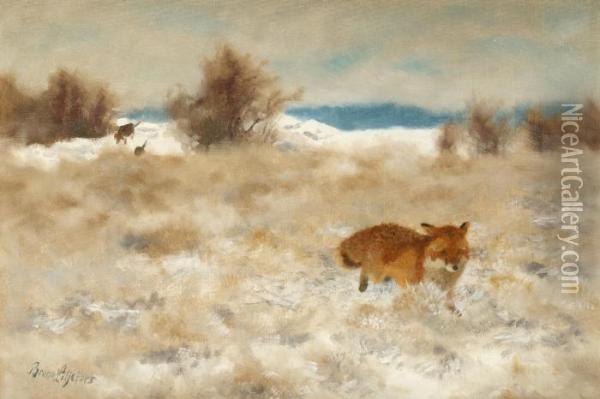 Fox And Hounds Oil Painting - Bruno Andreas Liljefors