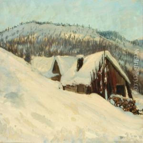 Swedishwinterlandscape Oil Painting - Sigvard Hansen