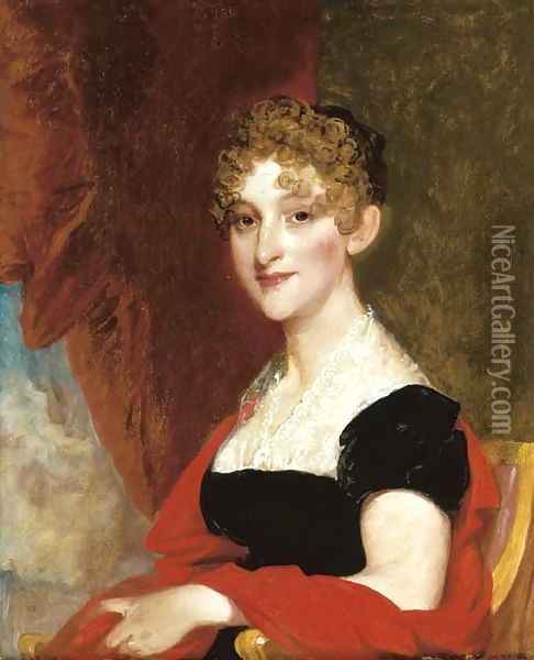 Portrait of Mrs. John Bartlett (1769-1839), half-length, seated in a gilt armchair Oil Painting - Gilbert Stuart