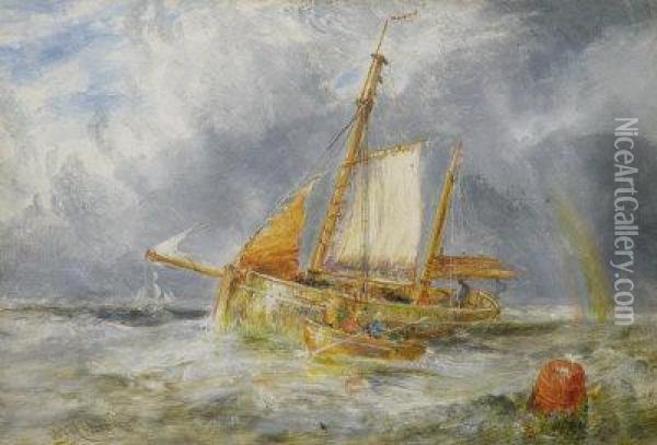 A Fishing Boat A Sea Oil Painting - William Joseph Caesar Julius Bond