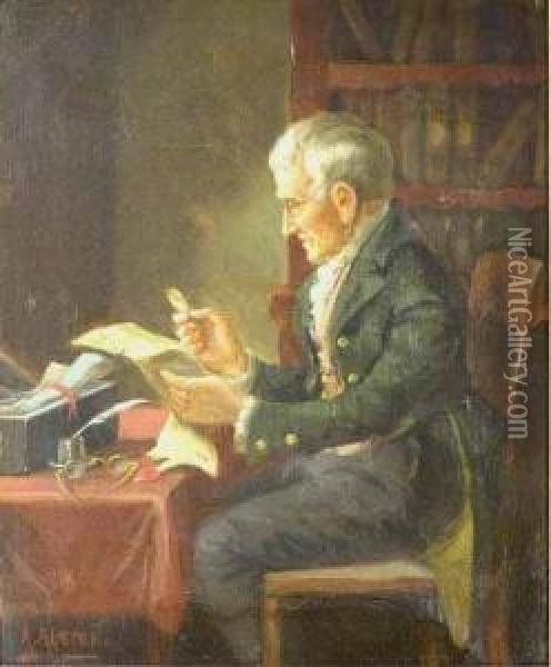 Reading A Document Oil Painting - Alexander Austen