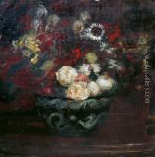 Coupe De Fleurs Oil Painting - Jacques-Emile Blanche
