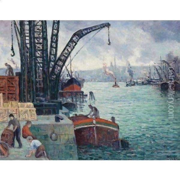 Scene De Port, Les Remorqueurs Oil Painting - Maximilien Luce