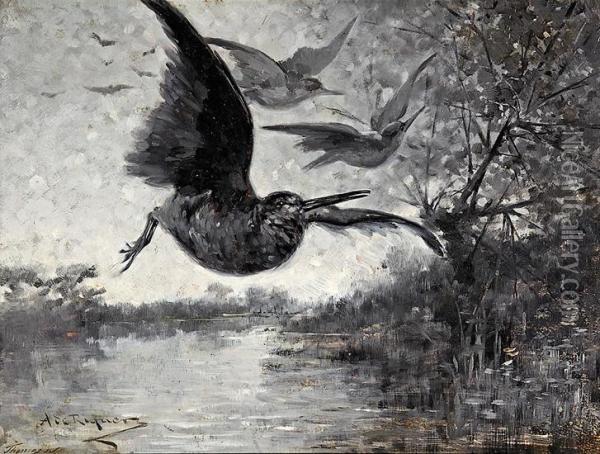 Becadas Oil Painting - Alejandro de Riquer