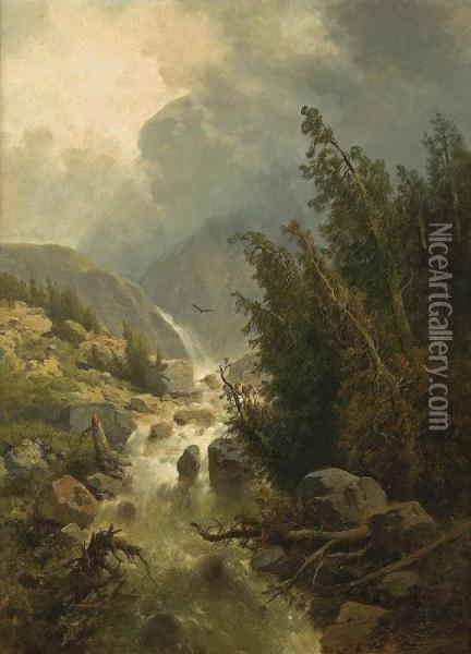Mountain Landscape Oil Painting - Josef Thoma