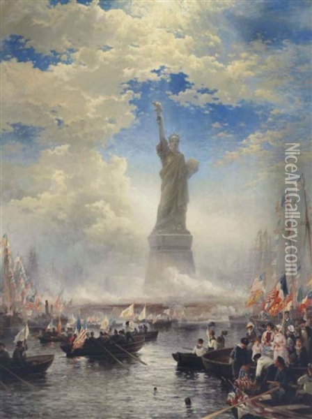 Commerce Of Nations Rendering Homage To Liberty Oil Painting - Edward Moran