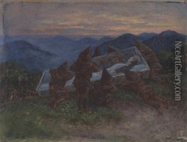 Die Sieben Zwerge An Schneewittchens Sarg Oil Painting - Johann Georg Mohr