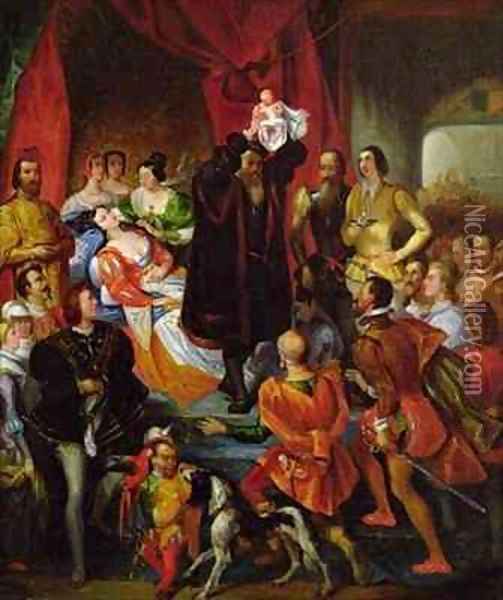 The Birth of Henri IV Oil Painting - Eugene Francois Marie Joseph Deveria
